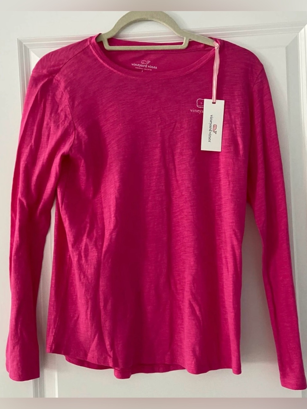 New Vineyard Vines Girls Long Sleeve Graphic Tee - Hot Pink L (14)